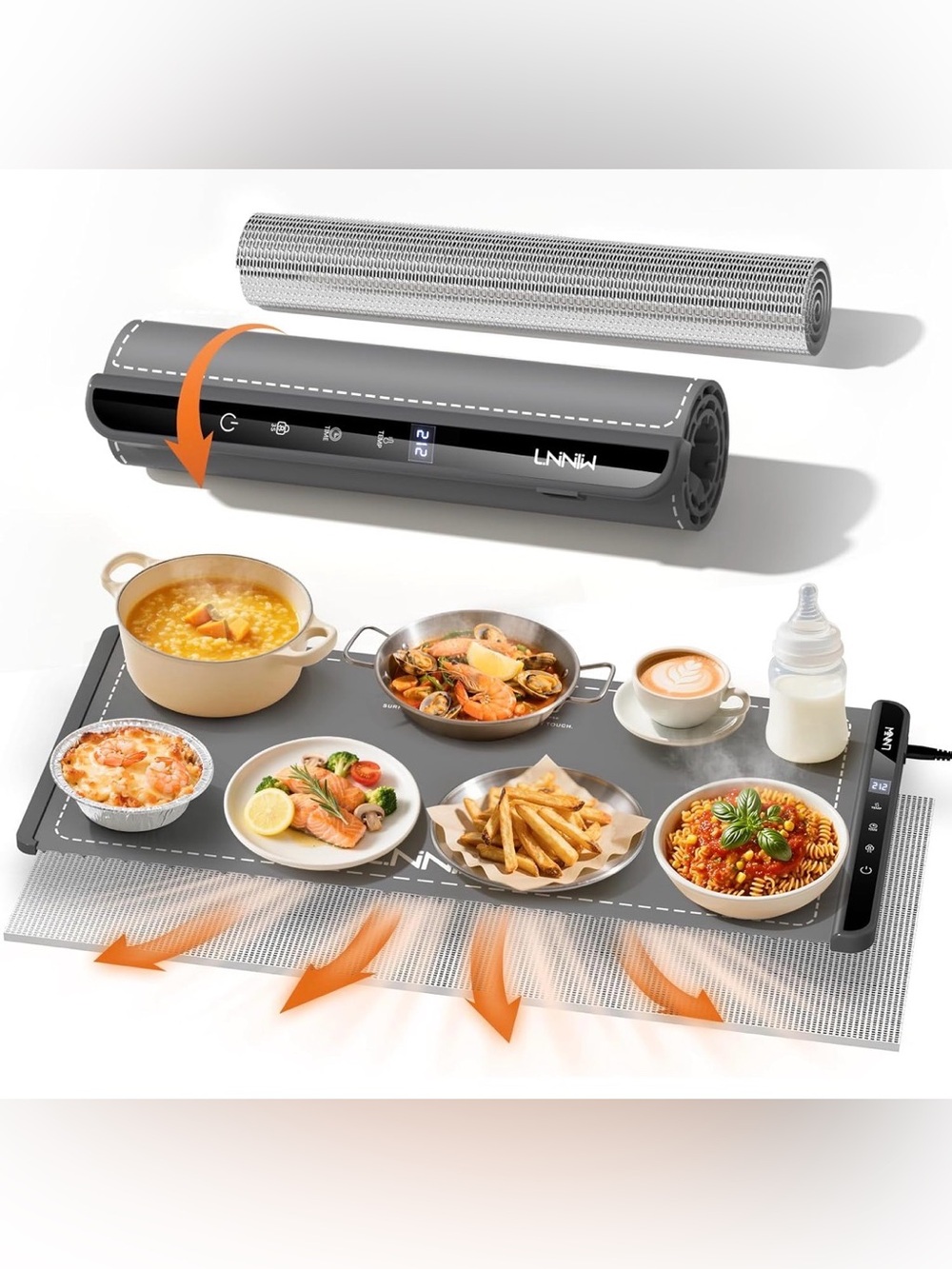 Extra Large Food Warming Mat with Heat-Resistant Pad, 36X15 Inch